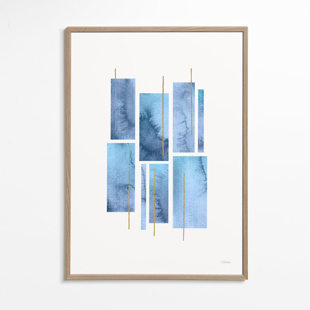 Watery bricks with blue and gold