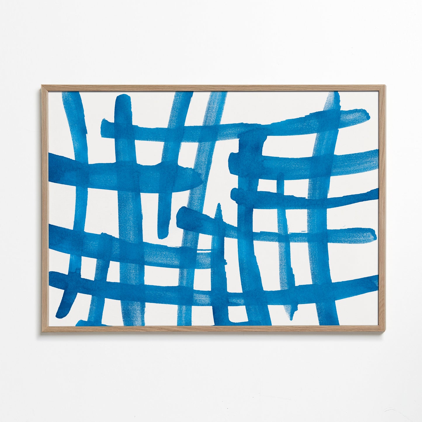 Abstract Lines Blue and White Painting 01
