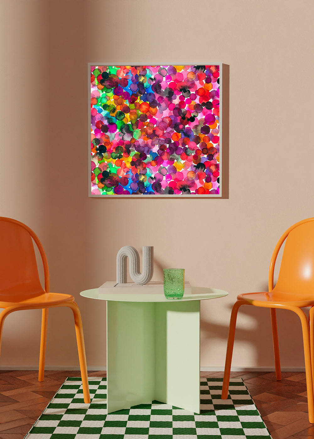 Overlapped Watercolor Dots Square