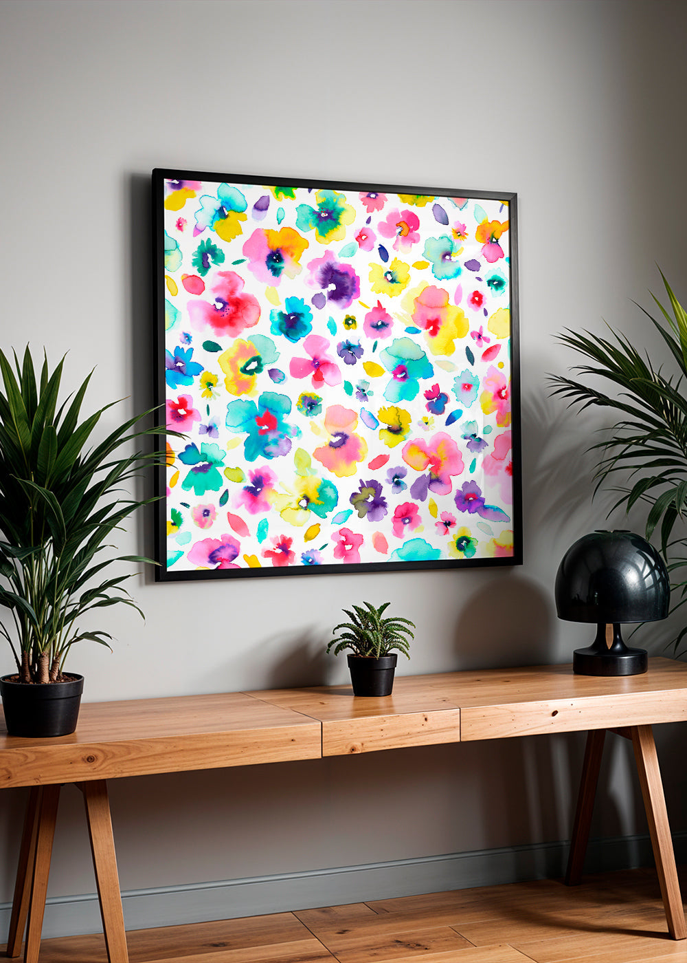 Tropical Flowers Multicolored Square