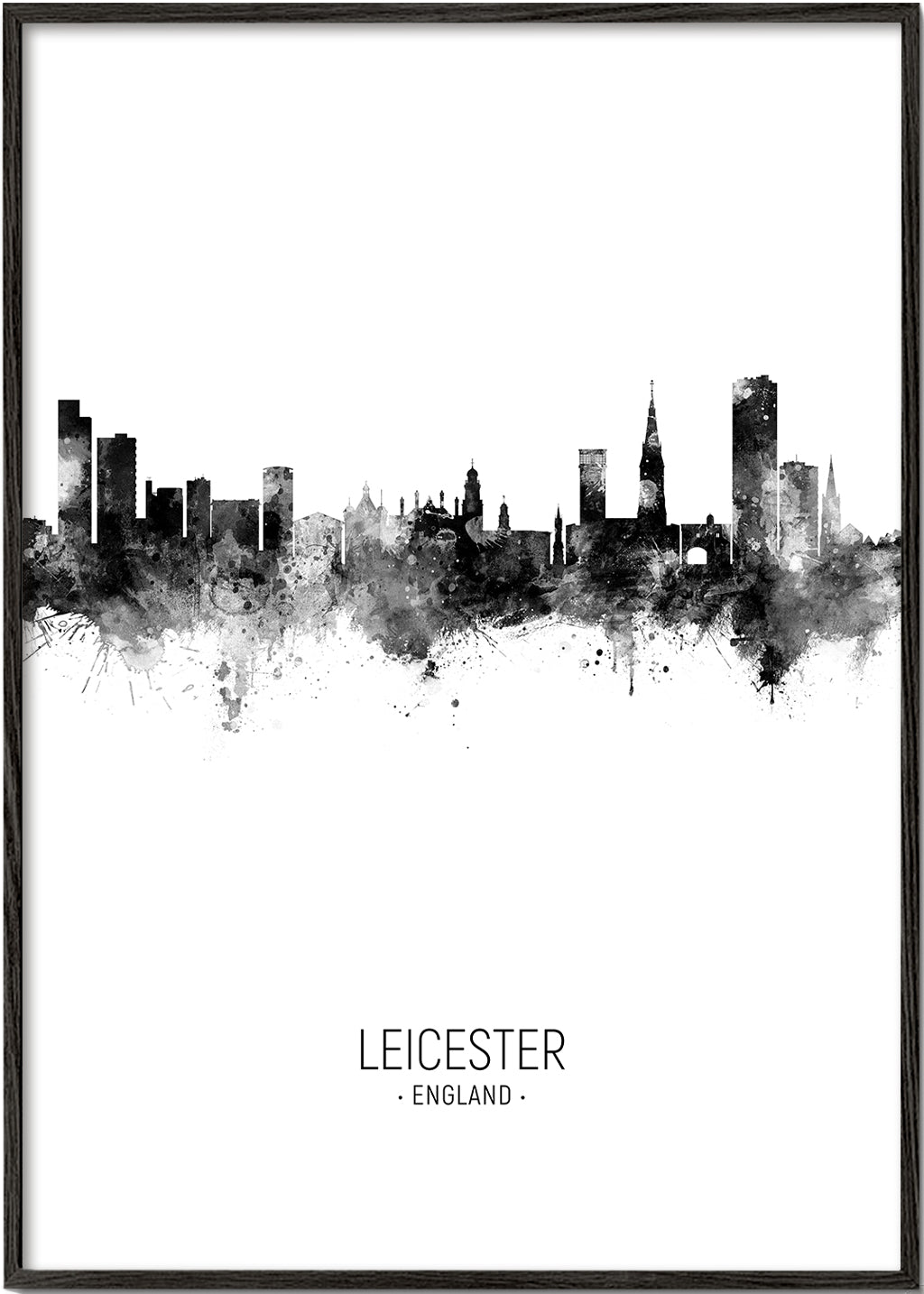 Leicester Skyline black and white