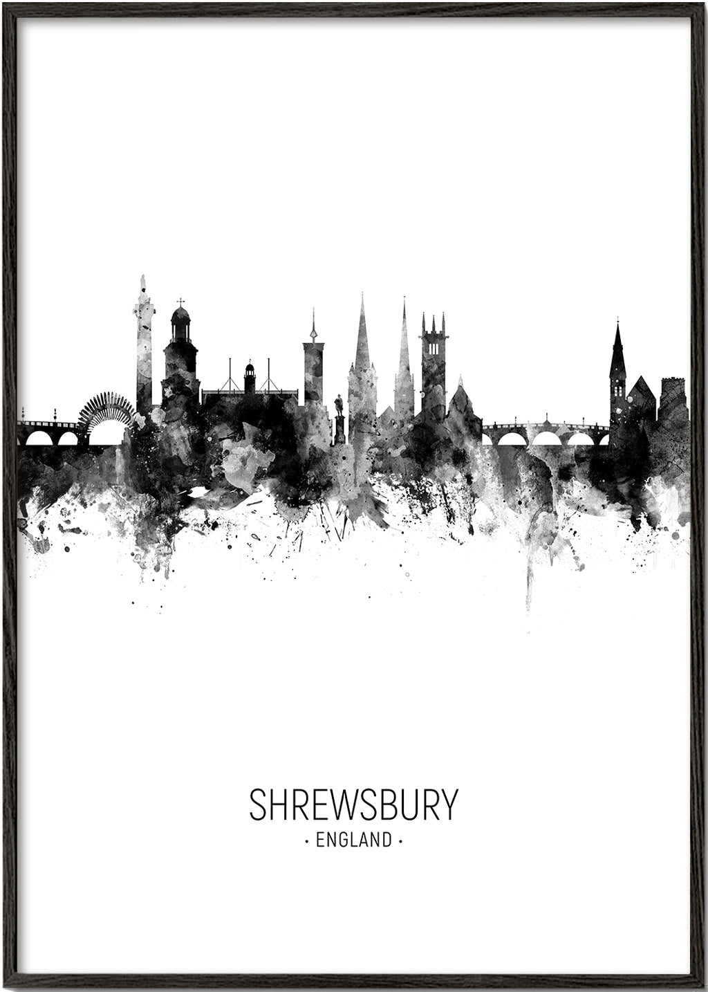 Shrewsbury Skyline black and white