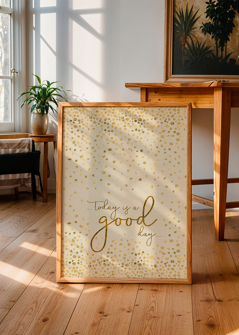 Text Art TODAY IS A GOOD DAY glittering gold