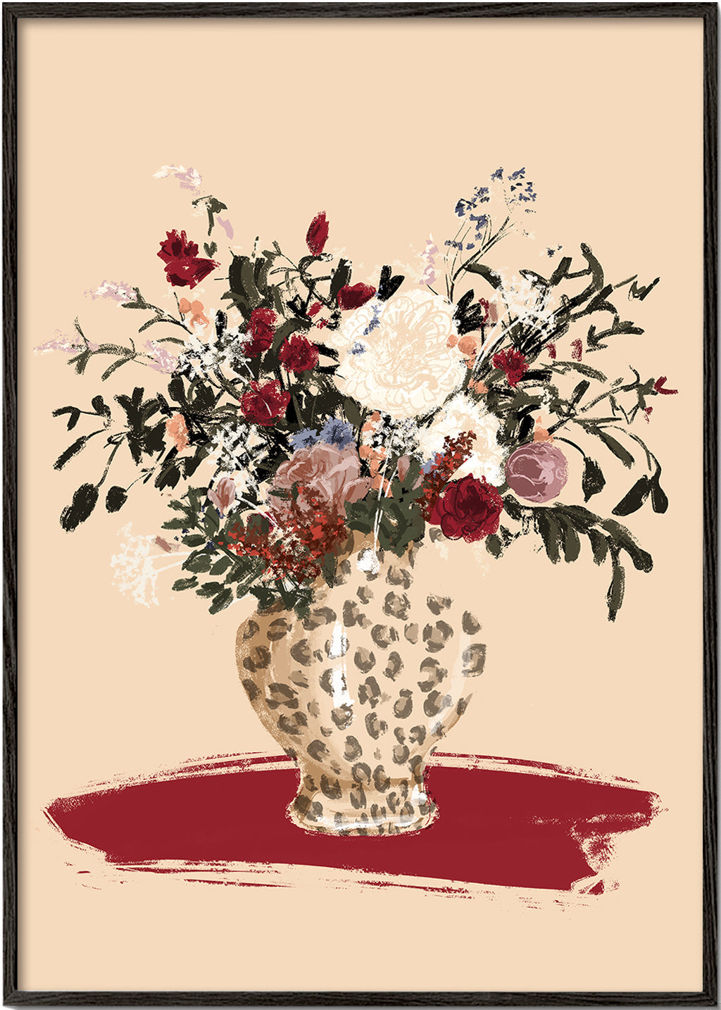 Illustration Flowers in a leopard vase_bf