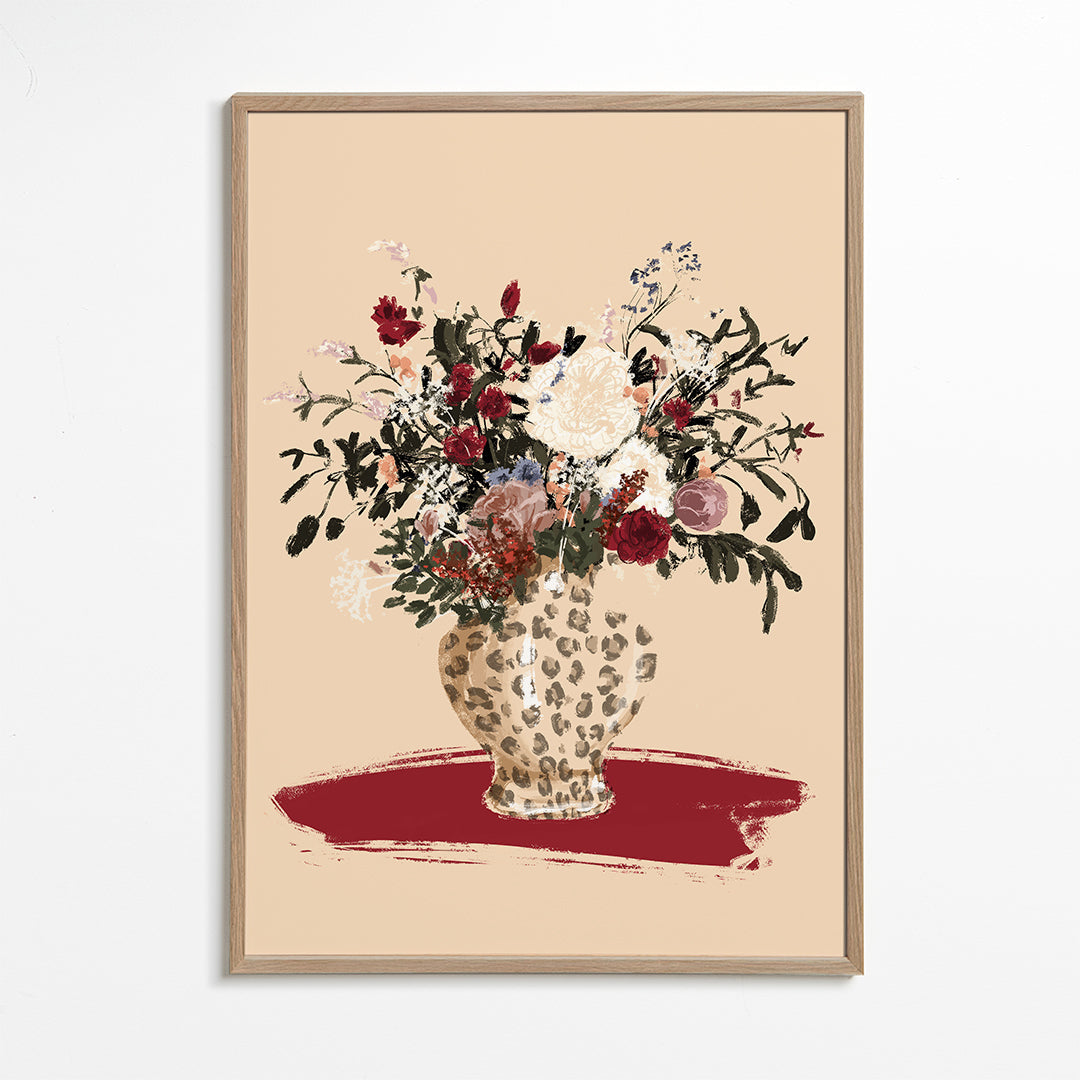 Illustration Flowers in a leopard vase_wf