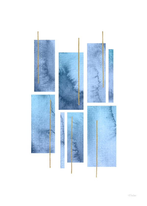 Watery bricks with blue and gold