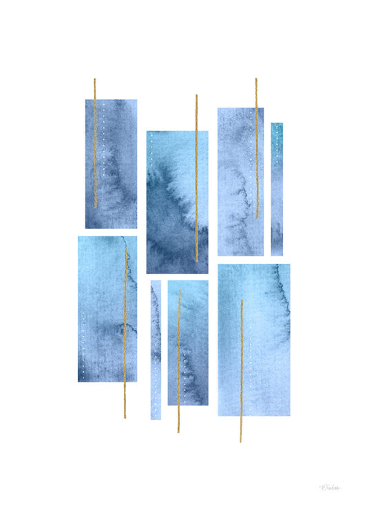 Watery bricks with blue and gold