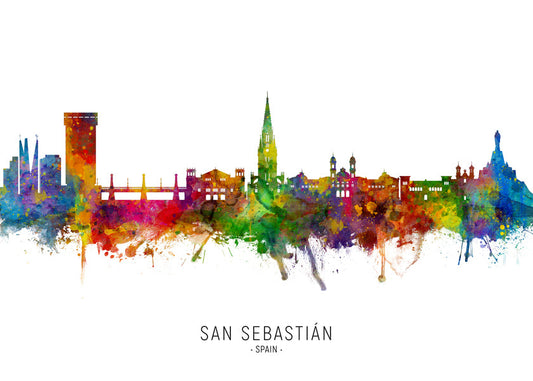 San Sebastián skyline multicolour