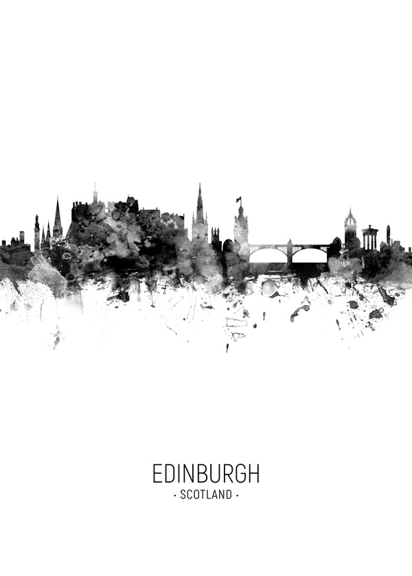 Edinburgh skyline black and white