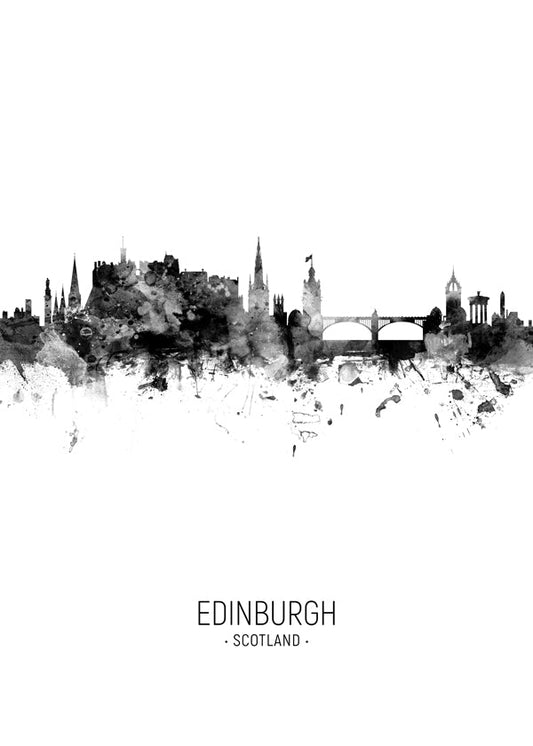 Edinburgh skyline black and white