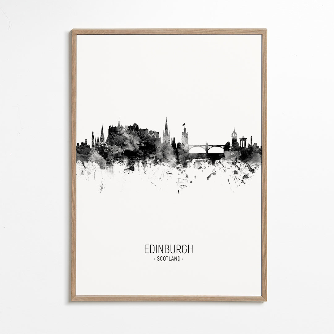 Edinburgh skyline black and white