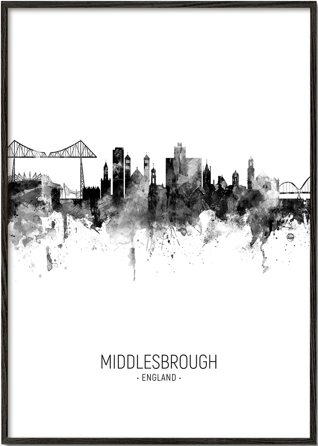 Middlesbrough skyline black and white