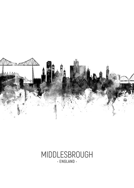 Middlesbrough skyline black and white