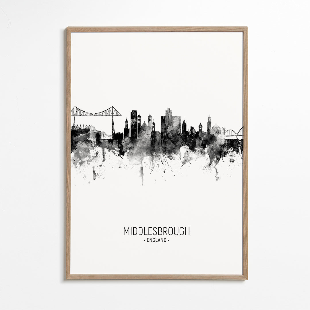Middlesbrough skyline black and white