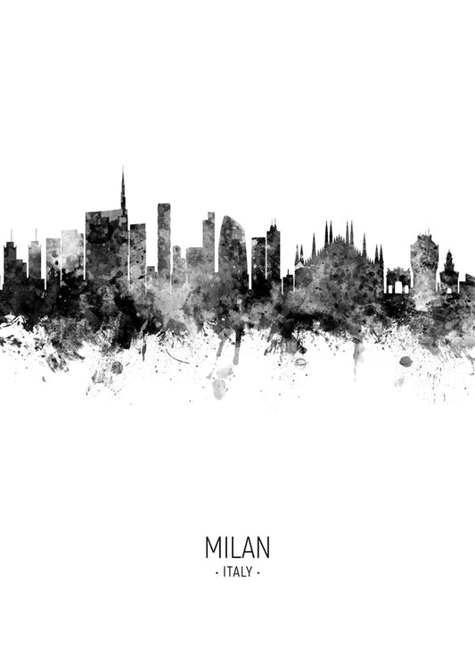 Milan skyline black and white