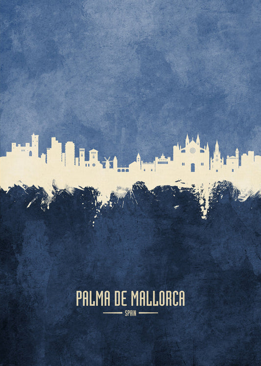 Palma de Mallorca Skyline blue