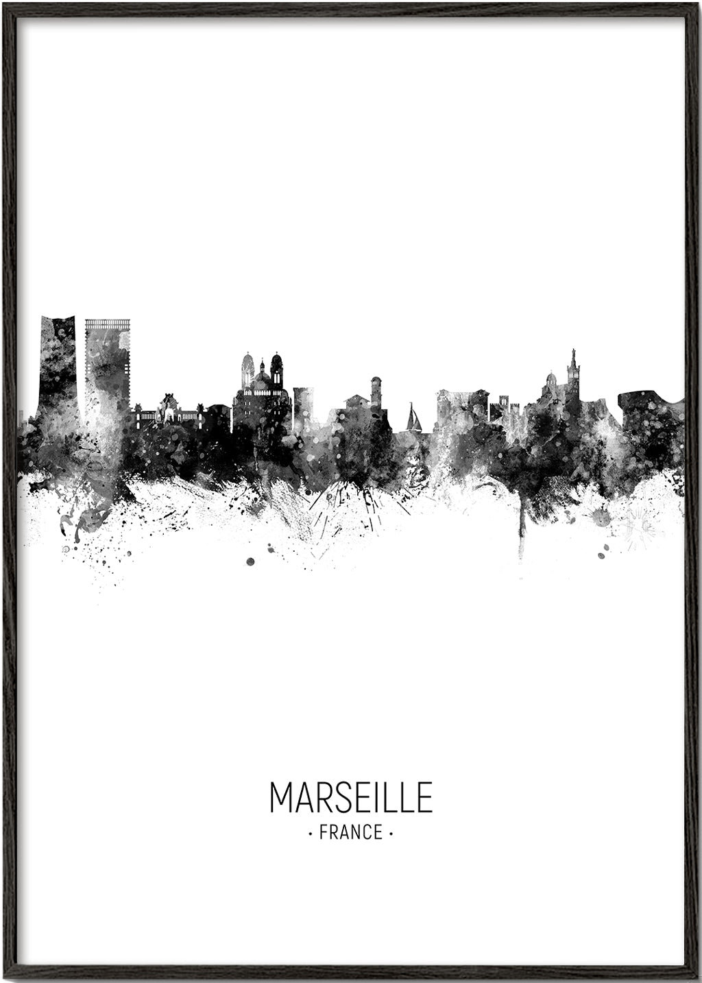 Marseille Skyline black and white