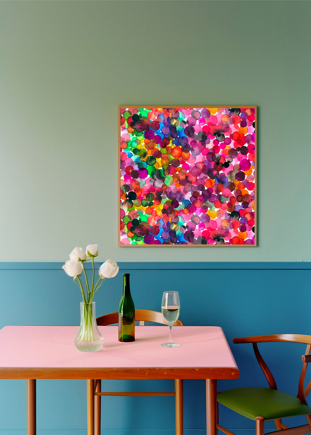 Overlapped Watercolor Dots Square