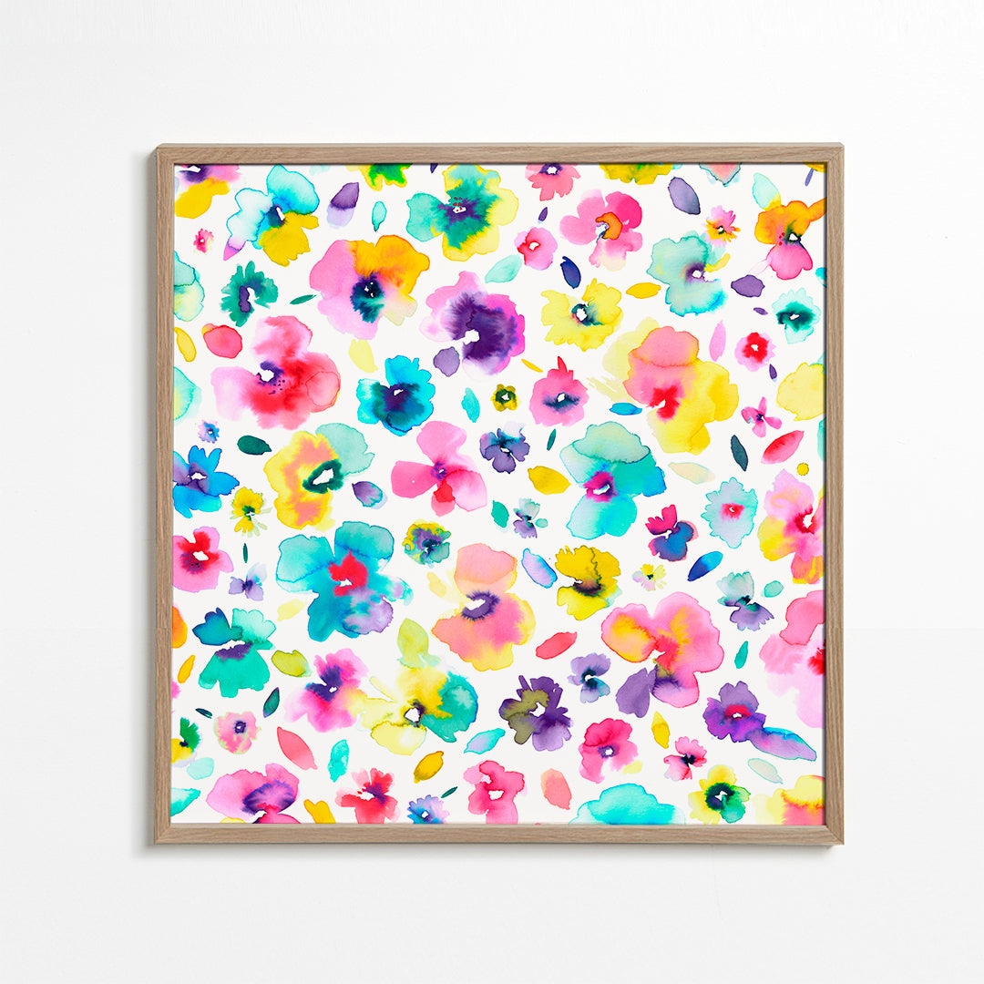 Tropical Flowers Multicolored Square