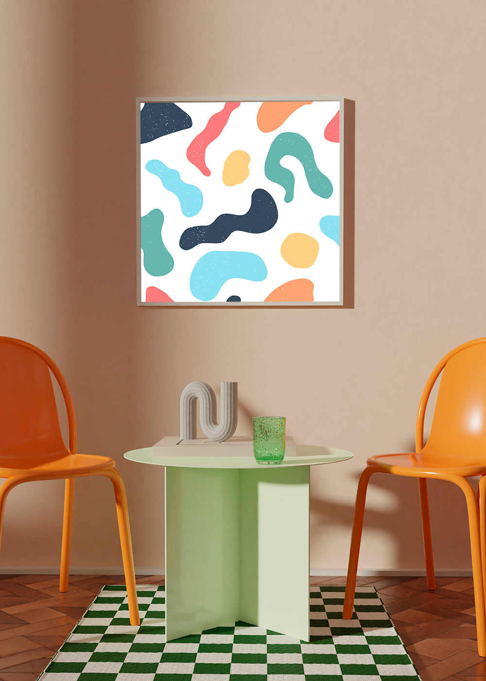 Abstract Organic Memphis Shapes Green Cuadradas 2