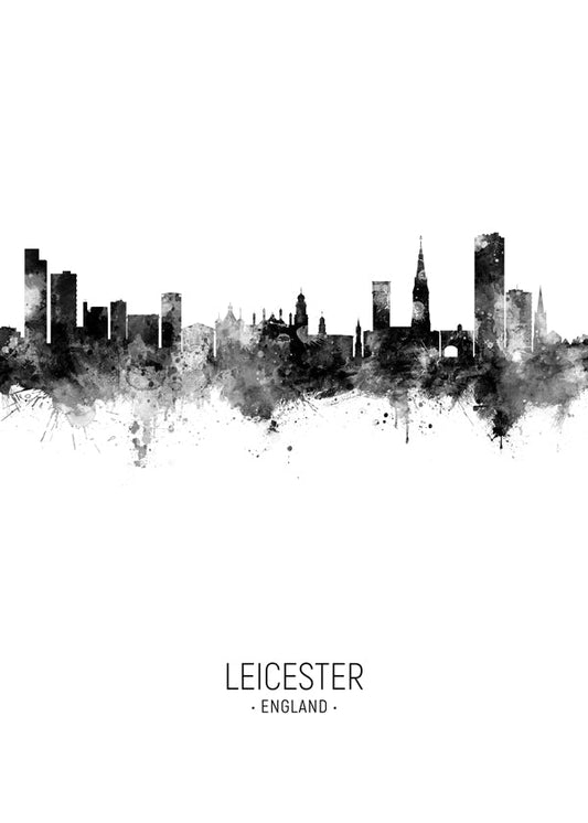 Leicester Skyline black and white