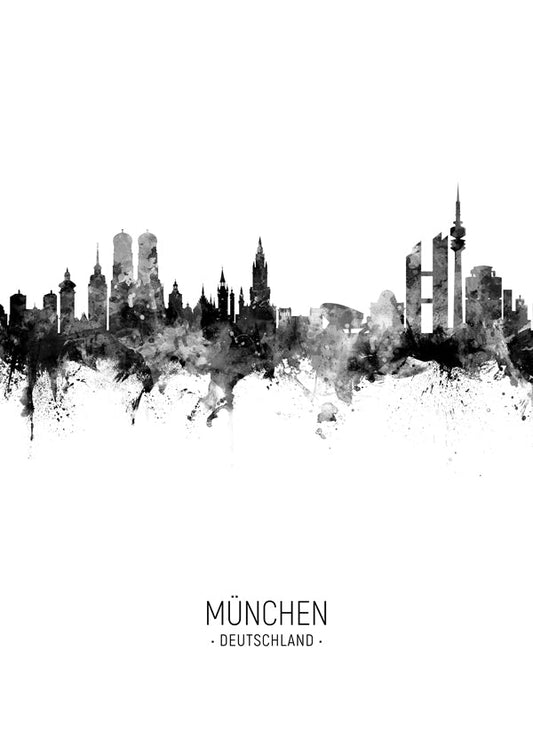 Munich Skyline black and white