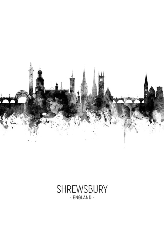 Shrewsbury Skyline black and white