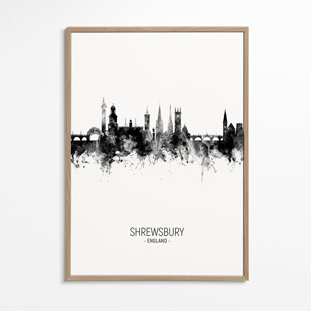 Shrewsbury Skyline black and white