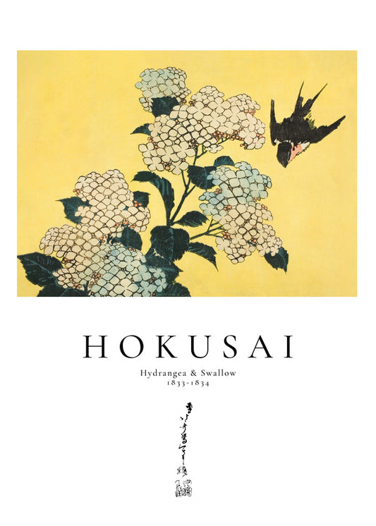 Hydrangea and Swallow by Katsushika Hokusai