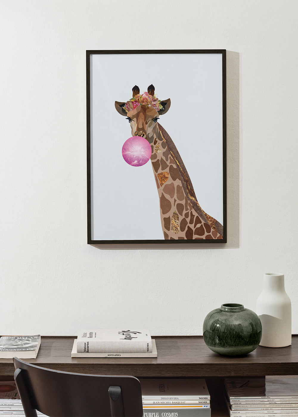 Giraffe at the funfair white