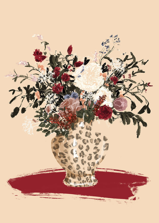 Illustration Flowers in a leopard vase_bf