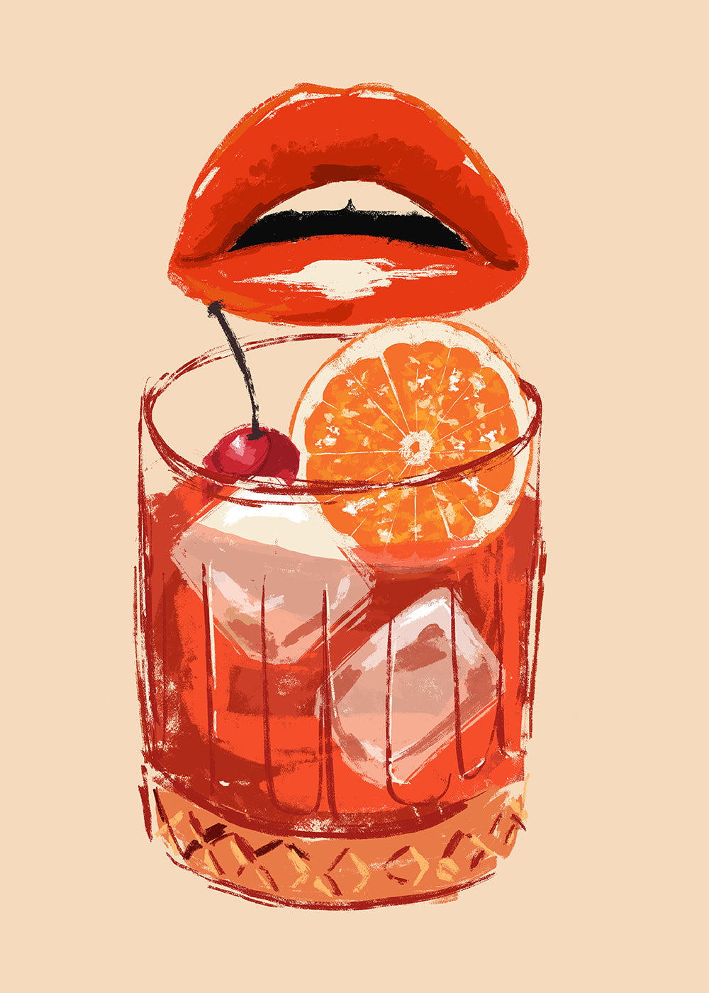 Illustration Old fashioned cocktail_cap
